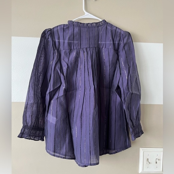 CURRENT Air Free People Pleated Hancock Puff-Sleeve Keyhole Top Size S - Picture 4 of 5